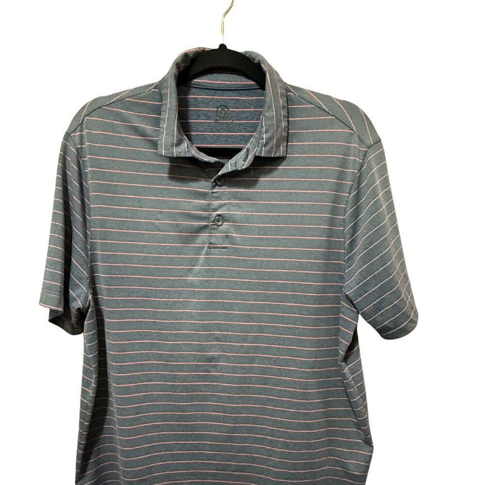 C9 by Champion Short Sleeve Top — Light Gray with Subtle Pink Horizontal Stripes